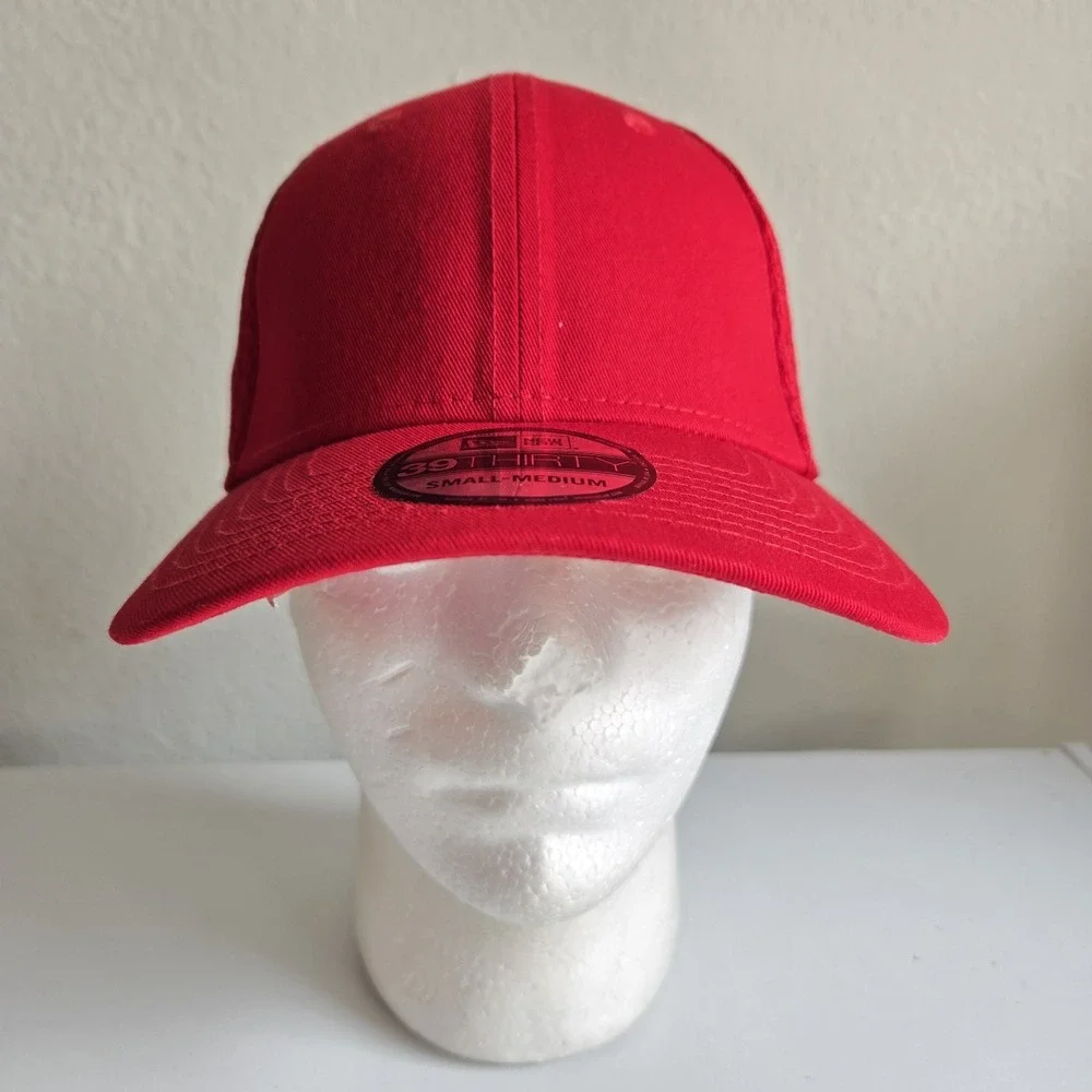 New Era 39Thirty Blank Stretch Cotton Scarlet Red Hat Cap Small/Medium NE1000‎